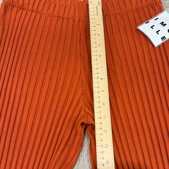 SIMON MILLER MAREK RIBBED STRETCH WIDE LEG TROUSER PANT SZ SML CLR DK ORANGE NWT - Picture 9 of 10